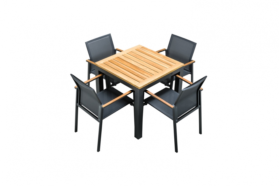 Gartentisch – Monte Vari 90 – Yellow kollektion — Teak Tischplatte | Tutti Gartenstuhl